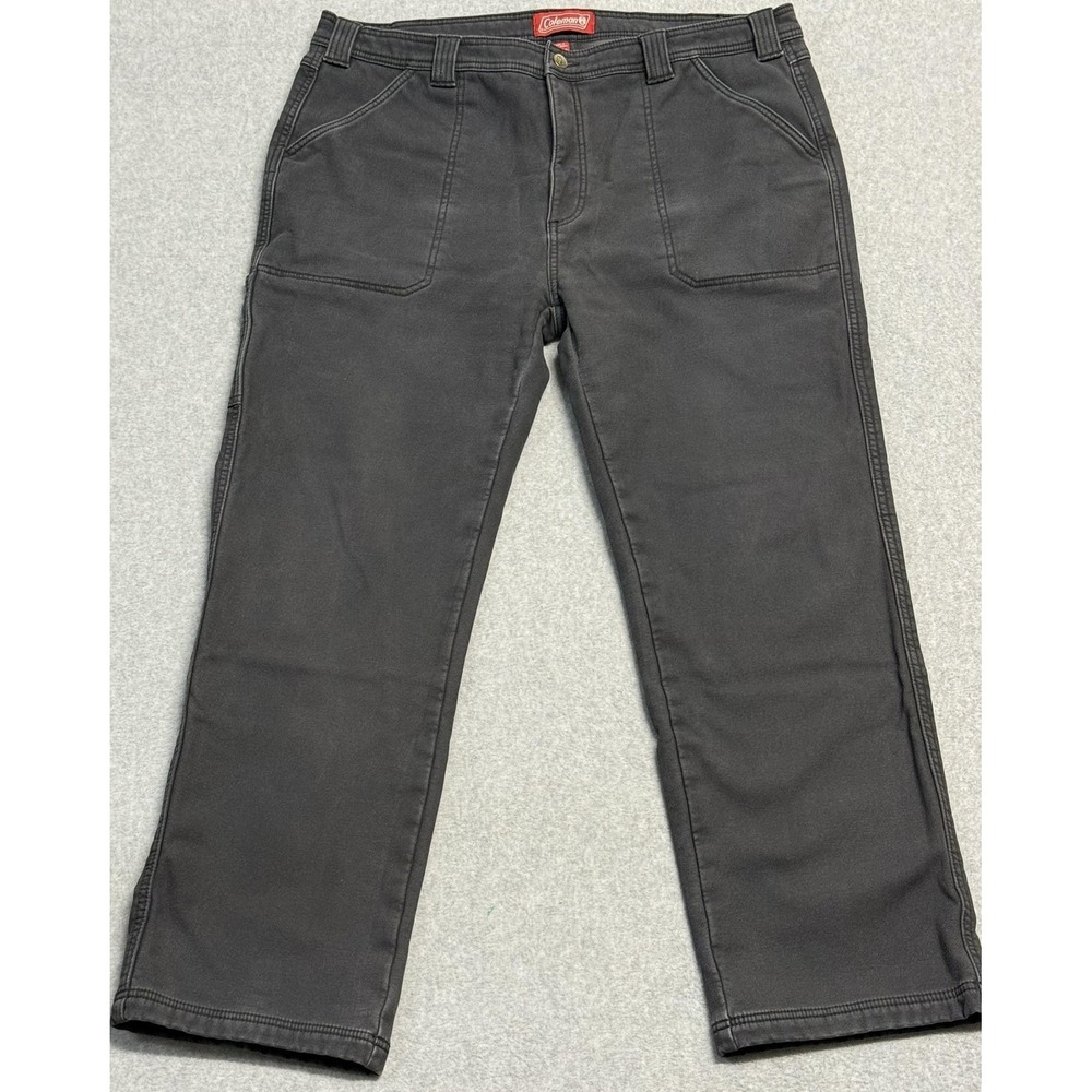 Coleman Pants Mens 40x32 Gray Fleece Lined Carpenter Canvas Workwear Winter‎